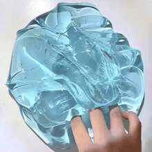 Blue Crystal Slime, Transparent Seawater Blue Large Soft Squeezy Stress Relief & Fresh Green Haze Sea Slime Pale Blue Play Dough