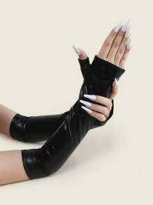 1 Pair Women's Sexy Patent Leather Long Fingerless Gloves, Punk Costume Party Formal Exposed Finger Gloves - Multicolor - View 7