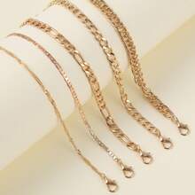 5pcs Women's Multilayer Fashion Gold Color Bracelets & Anklets Set - Gold - View 3