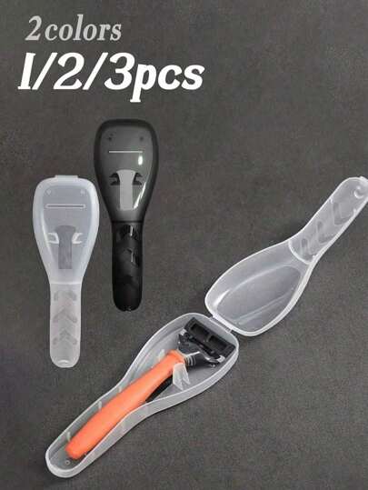 1/2/3PCS Estojo de plástico para navalha de viagem, recipiente portátil para armazenamento de barbear para viagens de negócios e acampamento ao ar livre, estojo de proteção compacto para navalha - transparente, estojo de armazenamento de viagem à prova de poeira, suporte de navalha de plástico, bolsa de viagem de volta às aulas, itens essenciais de viagem, caixa de armazenamento de viagem para férias de verão na praia, presentes para namorado, casa, quarto, amigos, acessórios, Halloween, Natal, ano novo, presentes divertidos