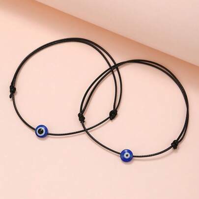 RINTOLER 2 件简约创意眼形串珠情侣手链，款式随机