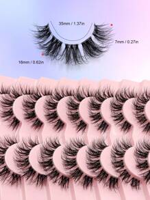 Asiteo 9对装奢华自然蓬松假睫毛 - 自然妆效，透明睫毛梗，新手友好，可重复使用，日常佩戴假睫毛条，睫毛，假睫毛 - 自然纖長款 - 查看 7