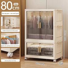 Foldable Wardrobe Cabinet, Plastic Multi-Layer Storage Rack, No Assembly Required - Transparent - View 18