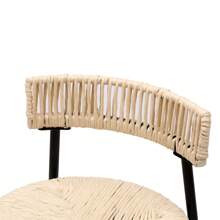2-Piece Hand Woven Paper Rope Bar Stool Bohemian Round Kitchen Restaurant Bar Chair - Bộ A-2 món (màu trắng kem) - Xem 6