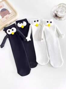 1 Pair, Summer, New, Cartoon, Casual, Soft, Socks, Elementary School, Breathable Socks, Suitable For Mother's Day, Party, Daily, Children's Socks, White, Heelless Doll, Stockings - Multicolor - View 8