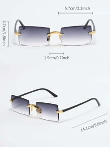 3 Pieces Of Frameless Cut-Edge, Square Concave Shape, Personalized Fashion, Retro Youth Glasses - Multicolor - View 4