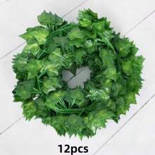 Corona navideña artificial de seda verde de 210 cm con hojas de parra para decorar el hogar, el baño, el jardín, el salón, el aula, la oficina, el otoño, la habitación, el escritorio, el jardín, el coche de boda, el arco de dintel, el hogar, el comedor, el dormitorio, las escaleras del porche, el balcón, el columpio, el centro comercial, la chimenea, la puerta, el regalo de San Valentín y Navidad, decoración de invierno, San Valentín, regalo.
