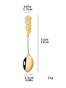 1 pieza Cucharilla de café con forma de rosa de acero inoxidable, artículos de uso diario y útiles escolares