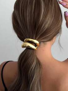 1pc/2pcs/3pcs Simple Hollow Out Double Layer Metal Hair Clips, Women Hair Ties, Elastic Hair Ties, Fashion Hair Accessories, Ponytail Holders Head Accessories Rubber Bands - Multicolor - View 6