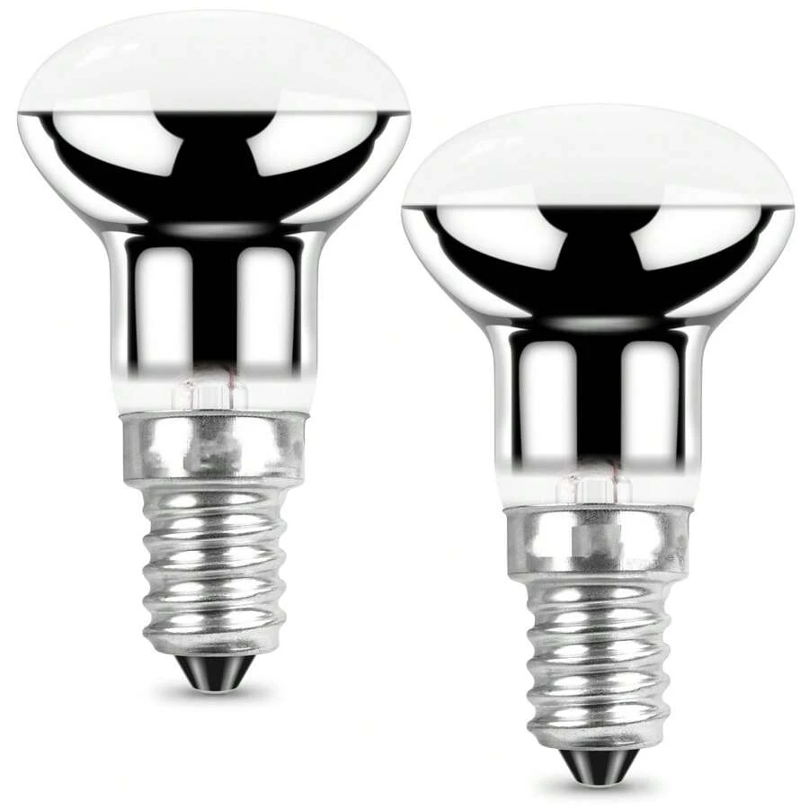 2X R39 E14 25W Lava Lamp Bulbs 240V, Small Edison Screw SES Reflector Spot Lava Lamp Bulbs Dimmable, SES Warm White 2600K Energy Saving R39 Spotlight Halogen Bulbs (Silver Base).