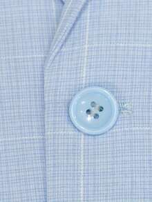 Men's Blue Plaid Casual Slim Fit Suit Jacket Single Button Lightweight Versatile Blazer - Blue - View 5