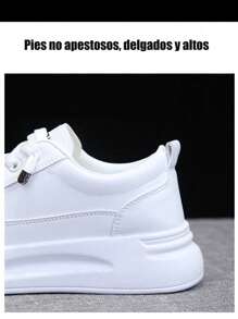 Moda en blanco y negro transpirable zapatillas de deporte de las mujeres, casual de fondo grueso con cordones zapatos de tabla, cómodo suave suela antideslizante diseño de zapatos casuales de las mujeres, adecuado para la calle, bailar, salir, correr, deportes al aire libre, fitness, ropa de diario. - Blanco - Ver 10