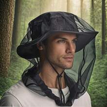 1pc Green Outdoor Mosquito Net Cap - Self-Retractable Mesh, Breathable And Machine Washable, Perfect For Camping And Fishing