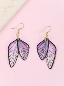 ROMWE Kawaii 1pair Realistic Zen Butterfly Wing Pattern Texture Earrings - Butterfly Wings - View 8