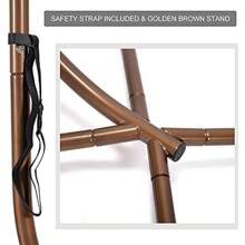 Cozy Hanging Egg Chair With Stand Indoor Outdoor, Wicker Patio Basket Swing Chair With Cushion And Golden Legs, 350lbs Durable Sturdy Egg Hammock Chairs For Deck Balcony Backyard Porch, Golden/Beige