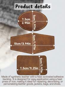 1pc~5pcs Personalized Leatherette Patches With Hot Melt Adhesive, Custom Fabric Stickers , Rustic Brown Leather Patches, Custom Laser Engraving Patches For Cloth, Hats, Backpack, Jeans, Fabric Repair Sew Supplies - Multicolor - View 2