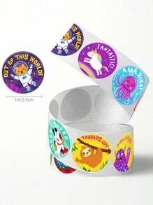 500 Sheets/Roll Cartoon Animal Stickers For Stationery, Scrapbooking, Teacher's Encouragement, Gifts, Cards, Festive Decor, DIY Labels, Waterproof PVC Stickers
