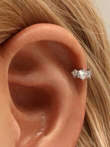 1 pieza Aros de cartílago de plata esterlina 925 con CZ, aros para rook, aros para concha, aros pendientes, adecuados para uso diario de mujeres y hombres, se vende como 1 pieza (no 1 pieza)