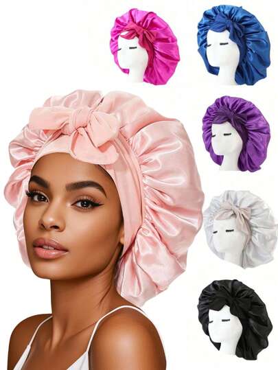 Awegeo Stylish Sleep Cap For Women: Adjustable Elastic Band Bonnet With Soft & Breathable Design - Perfect For Long/Curly Hair Care, Non-Slip Comfort During Sleep, Home Use & Daily Hair Protection