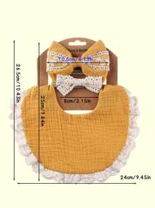 Personalized Baby Gift Set - Embroidered Letter Bibs & Lace Headbands | Newborn Gift Box | Fashionable, Cute, Practical, Spring New Arrival - Multicolor - View 4