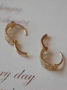 BALMORA 1 par de brincos de prata esterlina S925 da moda com renda de ouro 18K, fivela de orelha vazada de zircônio, estilo gota de orelha pequena, brincos de alça de orelha para meninas/mulheres/namoradas/mães, presente de festa retrô, uso diário, presente de aniversário, comemoração, dia