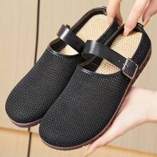 Women's New Retro Soft Sole Sandals, Versatile Casual Breathable Woven Closed Toe Mules Slip-On - Black - View 2