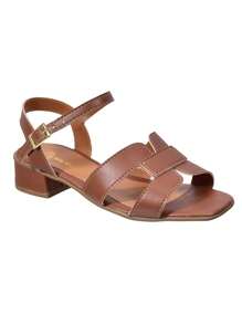 Women's Casual Comfortable Flat Low Heel Open Toe Synthetic Leather Sandals Elegant Lightweight For Everyday Walking - 鏽棕色 - 查看 3