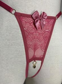 Thong Panties Pendant In Opening Panties In Women's Thongs Sexy Lace Lingerie Sensual Intimate Fashion - 粉色 - 查看 3