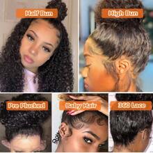 200% Density Deep Wave Wig 360 Full Lace Wig Human Hair Wig Natural Color Pre Plucked Curly Wave 13x6 Deep Wave Breathable Transparent HD Lace Frontal Wig Human Hair Wig 100% Human Hair Wigs For Women Hair Accessories