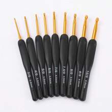 9 件套红色钩针硅胶手柄铝制钩针套装 DIY 编织针用于毛衣编织缝纫针织工具