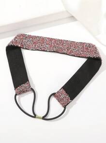 1 件装女士弹力宽发带，饰有闪亮水晶水钻，可作发带、头巾、吸汗带，秋冬季女士度假发饰，优雅围巾，柔软头巾