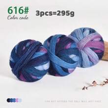 300g Ombre Rainbow Yarn Balls, Multi-Color Long Gradient Dye Wool Yarn For DIY Knitting Crafts, 3pcs/Pack