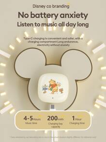 Disney Disney Q21 Mikey Winnie Bluetooth Headphones, In-Ear, Long Battery Life, HIFI Sound Quality, ENC Noise-Proof Microphone, Music, Gaming, Low Latency, Wireless Earbuds, Compatible With Smartphones, Laptops