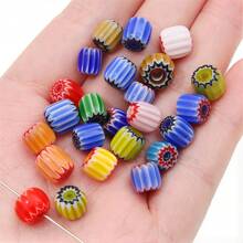 10pcs 8mm Colorful Cylindrical Beads Glass Thousand Flower Beads For Jewelry Making, Bracelets, Necklaces DIY - Craft Accessories