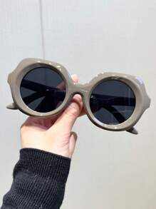 1pc Women's Retro Y2K Personality Round Fashion Glasses, Fashion Beach Holiday Runway Party - Nhiều màu - Xem 4