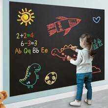 1 Roll Of Children's Graffiti Blackboard Wall Stickers, Removable, Erasable And Tearable Office Teaching Green Board Wall Stickers Blackboard Wallpaper Whiteboard Stickers, Free Five Colors Of Chalk, Durable Dry Erase Waterproof Self-Adhesive Wallpaper Message Board, Suitable For Office, School, Home