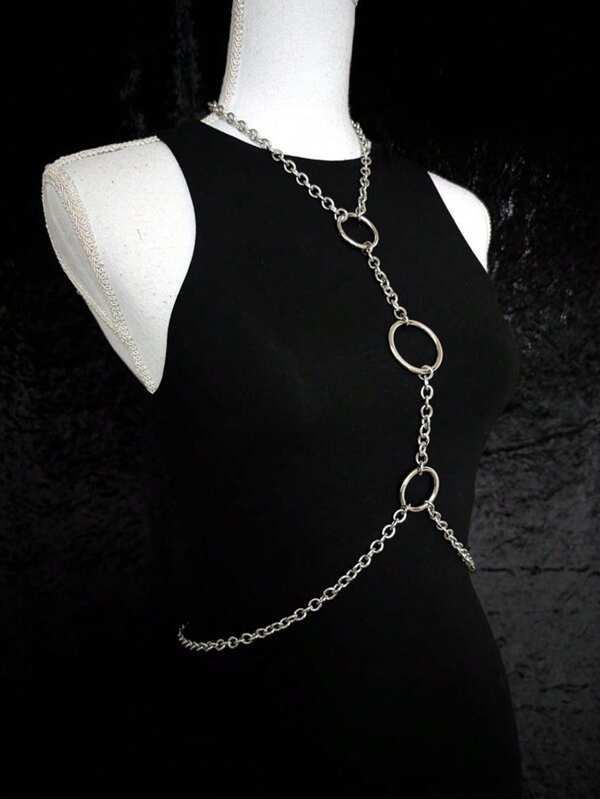1pc Women's Fashionable Sexy Silver Necklace Chain Waist Chain Decoration, Gothic Style Suitable For Daily, Streetwear, Party, Celebration Fall, Autumn, Halloween