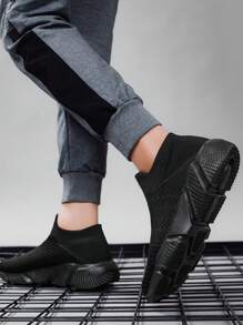 Summer New Solid Black Versatile Women Casual Sneakers, Breathable Lightweight Jogging Sports Shoes For Women