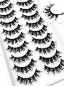 Asiteo 10 Pairs Spike Cartoon Style False Eyelashes - Thick & Curly, Full Strip Lashes, Beginner Friendly, Reusable, Perfect For Cosplay And Anime Makeup - Black - View 7
