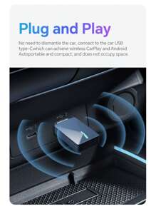 XUDA 适用于奔驰汽车的新款迷你适配器，支持有线转无线CarPlay和Android Auto二合一功能，5GHz WiFi5传输速度，时尚便携，传输稳定。 - 黑色 - 查看 4