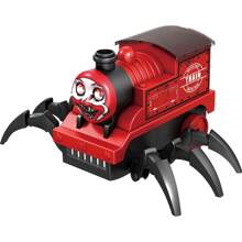 1 pieza Tren eléctrico, Tren monstruo, Tren miniatura de terror, Araña simulada, Araña monstruo, Ruedas omnidireccionales, Luces, Música, Regalo de Halloween, Regalo de Navidad, Vuelta a clases - Rojo - Ver 11