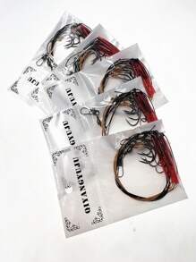 5 Packs Ise-Nism Heavy Duty Fishing Line With 5 Hooks, Anti-Tangle Fishing Rig With Barbs, Fishing Tackle Accessories - Black and White - View 1