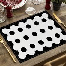 2/4pcs Simple Geometric Square Placemats, Abstract Neutral Style Artwork In Black & White, Blue, And Brown Linen Tablemats, Suitable For Daily Dining Table, Kitchen, Dining Room Decor, Home Decor, Holiday Decor, Tabletop Decor, Outdoor Picnic Decor, And Gifts, 12x16.5 Inches
