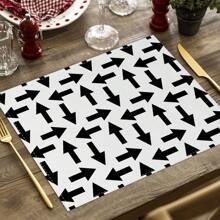 2/4pcs Simple Geometric Square Placemats, Abstract Neutral Style Artwork In Black & White, Blue, And Brown Linen Tablemats, Suitable For Daily Dining Table, Kitchen, Dining Room Decor, Home Decor, Holiday Decor, Tabletop Decor, Outdoor Picnic Decor, And Gifts, 12x16.5 Inches