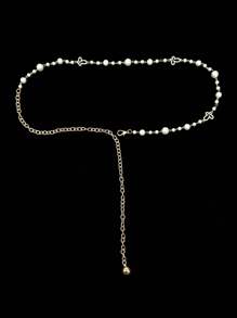 1 Stück Perlen Taillenkette mit Strass Dekoration, modischer Damengürtel