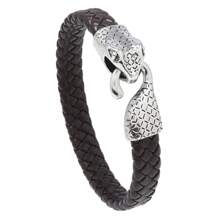 1pc European & American New Punk Style Snake Head Hippie Leather Bracelet Bangle For Men