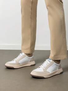 Men's Casual Dress Sneaker Business Casual Shoes For Men Comfortable Lightweight Lace Up Fashion Sneakers - 杏色 - 查看 3