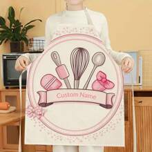 1pc Custom Chef Apron ,Mother's Day Gift,Customized Name, Women Custom Chef Cooking Kitchen Apron Personalized Kitchen Apron Customized Name Logo Picture Name Chef Apron Perfect For Mom