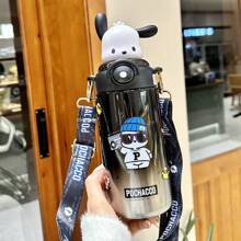 Tumbler grande da 20,29 once con cannuccia in acciaio inox 316, isolato, marchio Sanrio, tazza in stile personaggio Sanrio adatta per tutti i periodi dell'anno, ideale come regalo per la famiglia, resistente, per auto e attività all'aperto