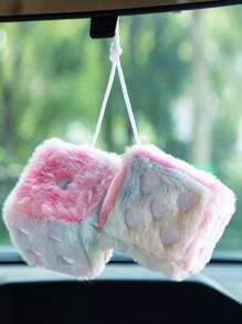 3-Inch Heart Embroidered Plush Dice Decorative Car Mirror Hanging Ornament, Soft, Easy To Install, Great Gift Idea - Plush Heart Embroidered Dice - View 9